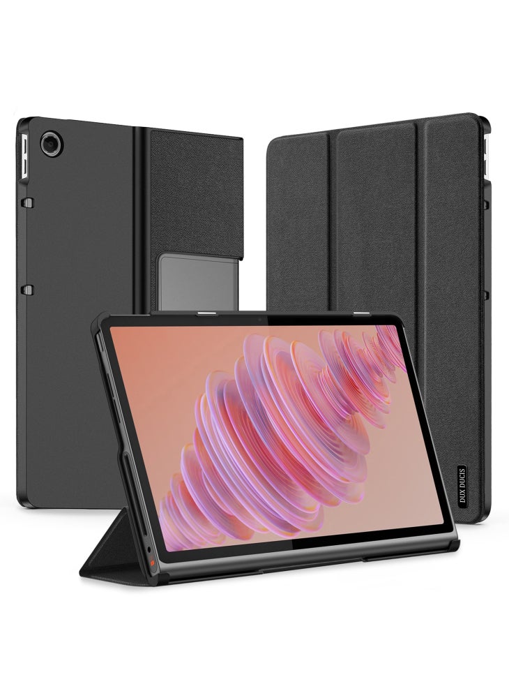 Domo Series for Lenovo Tab Plus Leather Case Tri-Fold Stand Anti-Scratch Tablet Cover - Black - Image 1